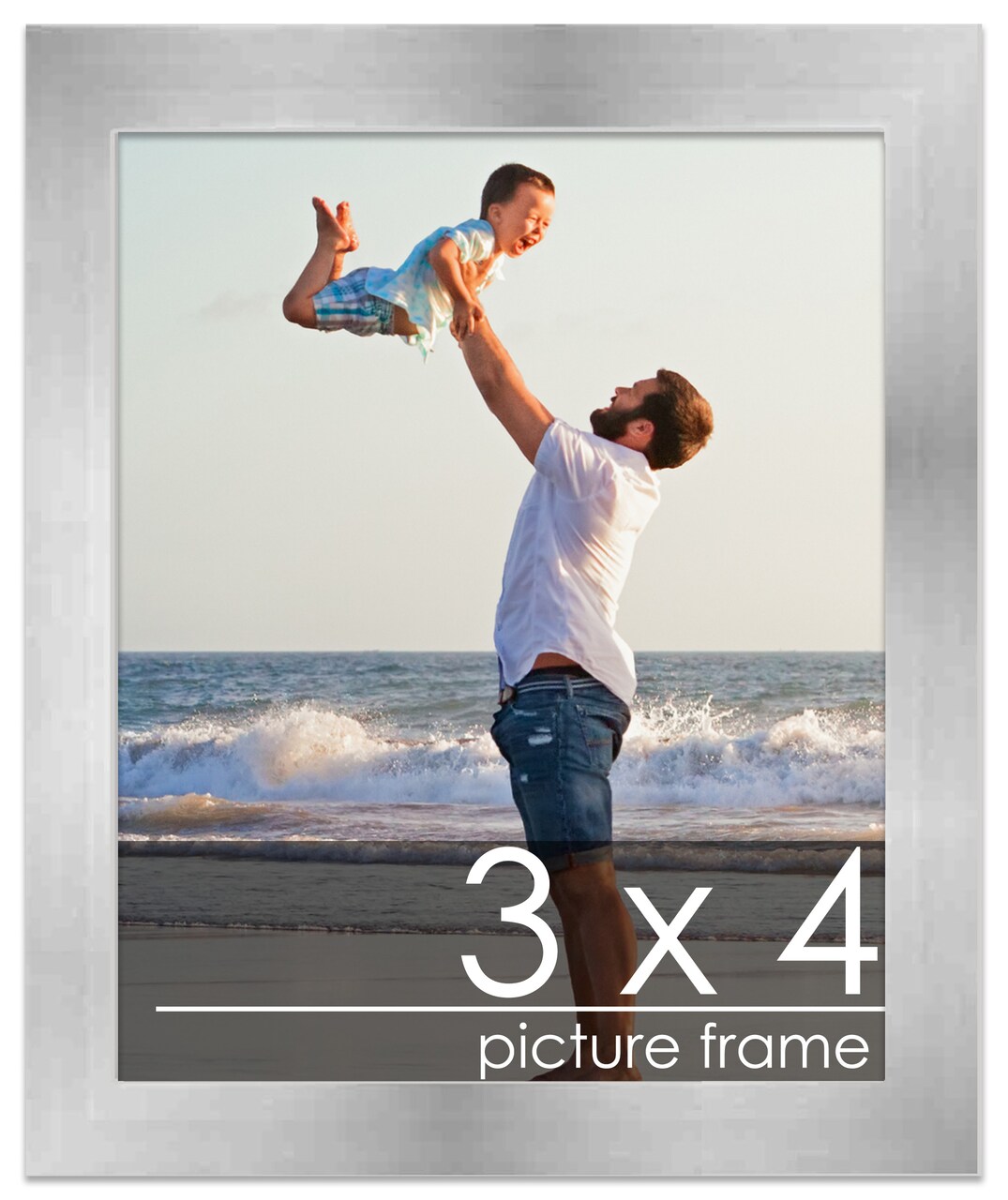3x4 Solid Wood Picture Frame with UV-Resistant Acrylic & Acid-Free Backing, Available in 6 Finishes: Matte Black, Matte White, Metallic Bronze, Silver, Natural Wood Grain & Mahogany